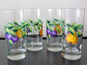 Set of 4 Pear Plums Beverage Glasses