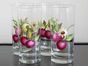 Cherry & Daisy Beverage Glasses Set of 4