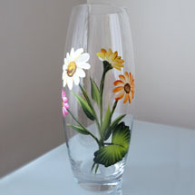 Daisies Glass Barrel Vase