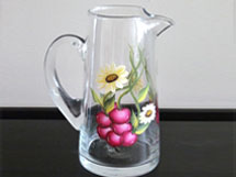 Set of Cherries Daisy Pitcher & 4 Glasses Hand Painted